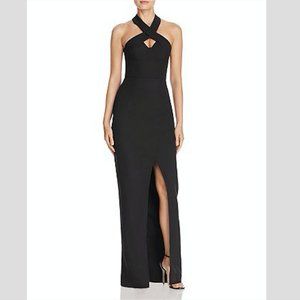 Bariano Cross Front Halter Gown